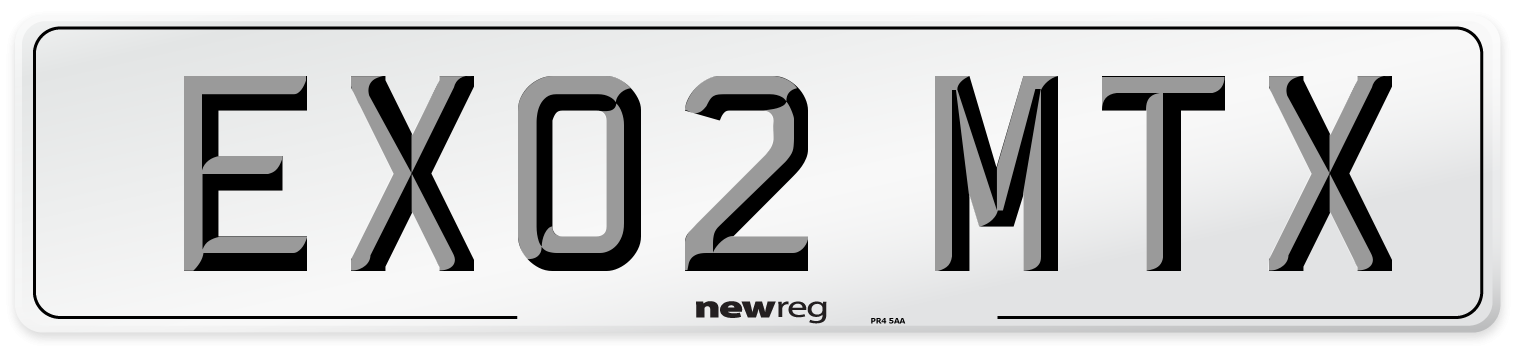 EX02 MTX Number Plate from New Reg